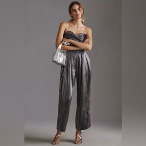 By Anthropologie Strapless Shine Jumpsuit